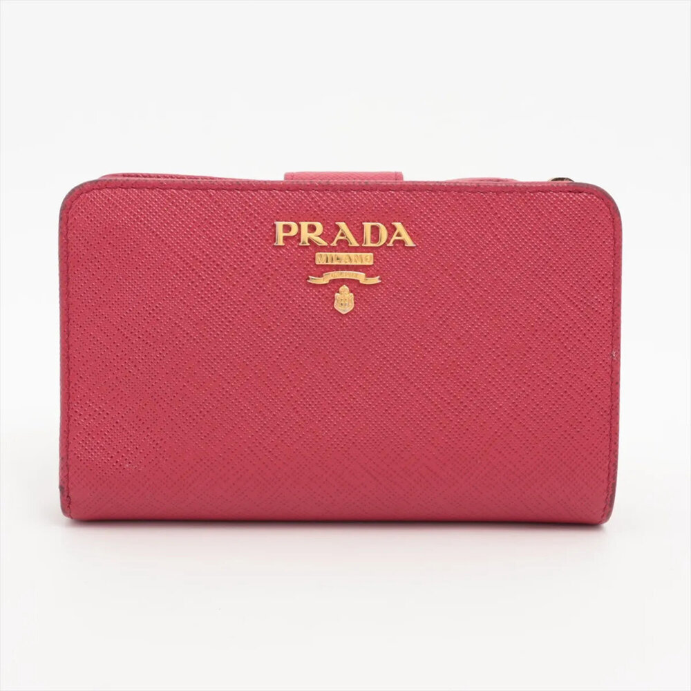 Prada Saffiano Leather Bi-fold Wallet, Compact Pink, Women's